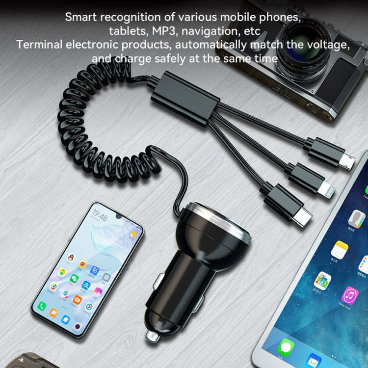 BW15 110W 3 in 1 Charging Cable & Dual USB Port Car Charger (Silver)