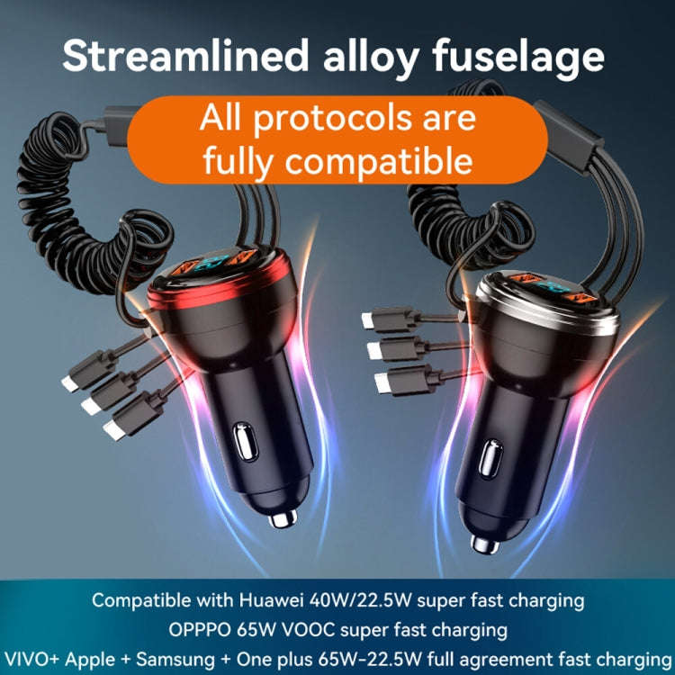 BW15 110W 3 in 1 Charging Cable & Dual USB Port Car Charger (Silver)