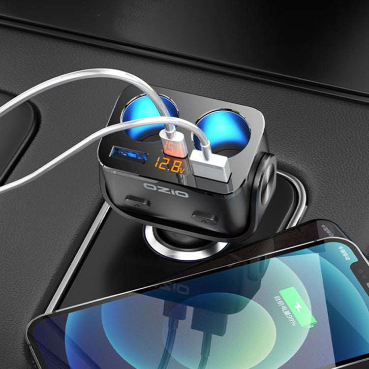 Ozio Y48TC QC3.0 + Type-C Dual Port Fast Charging Multi-function Car Charger Cigarette Lighter