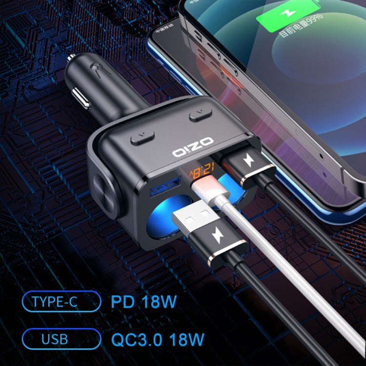 Ozio Y48TC QC3.0 + Type-C Dual Port Fast Charging Multi-function Car Charger Cigarette Lighter