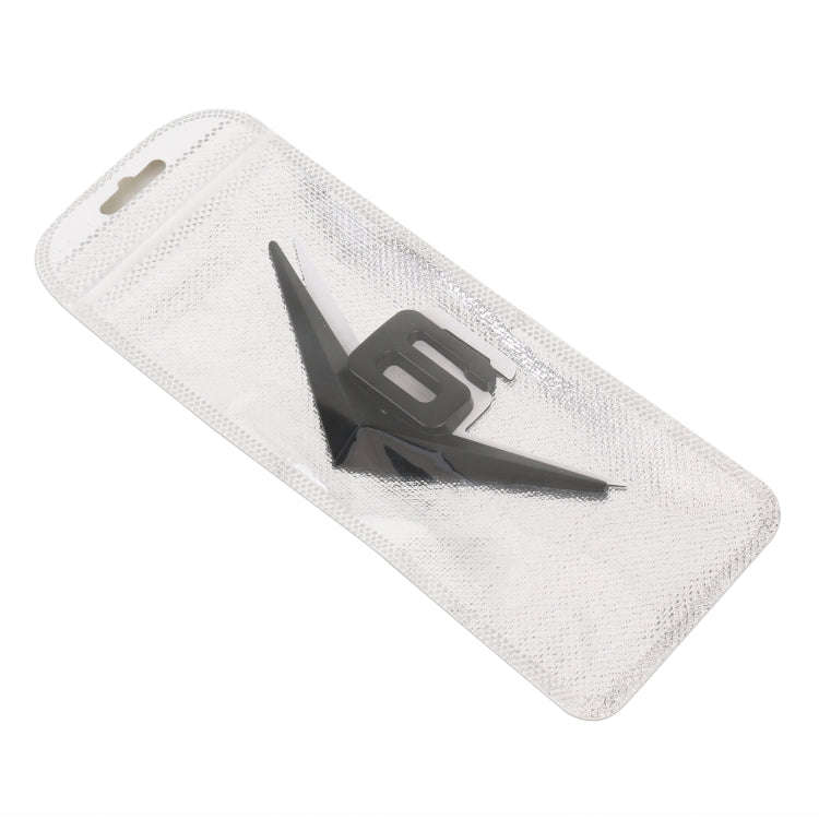 Car Number 6 Personalized Aluminum Alloy Decorative Stickers, Size:10x4x0.4cm (Black)