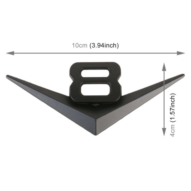 Car Number 8 Personalized Aluminum Alloy Decorative Stickers, Size:10x4x0.4cm (Black)