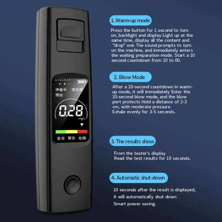 CSY-100 Portable Air Blowing High Precision Digital Alcohol Tester, English Version (White)