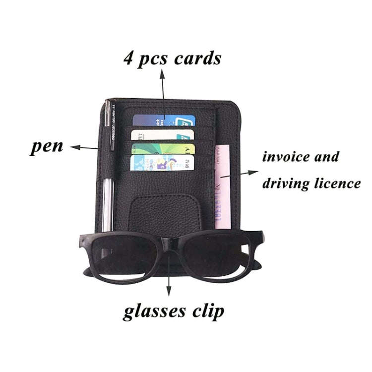 Multifunctional Car Litchi Pattern Glasses Holder Sun Visor Bill Holder (Beige)