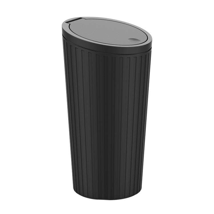 DM-143 Car Armrest Box Storage Box Car Round Trash Can With Lid (Black)