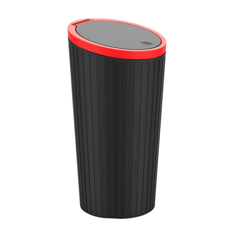 DM-143 Car Armrest Box Storage Box Car Round Trash Can With Lid (Red)
