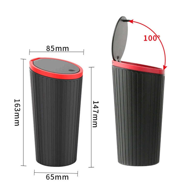 DM-143 Car Armrest Box Storage Box Car Round Trash Can With Lid (Red)