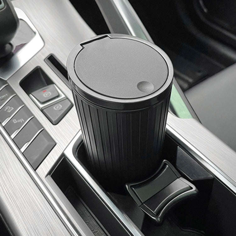 DM-143 Car Armrest Box Storage Box Car Round Trash Can With Lid (Red)
