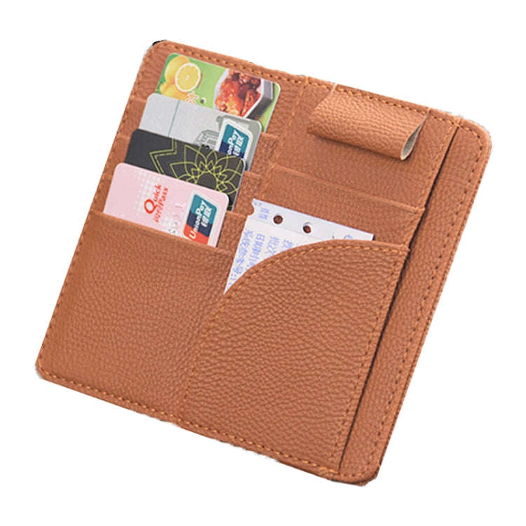 Car Multifunctional Sun Visor Card Holder Bill Storage Card Bag (Orange)