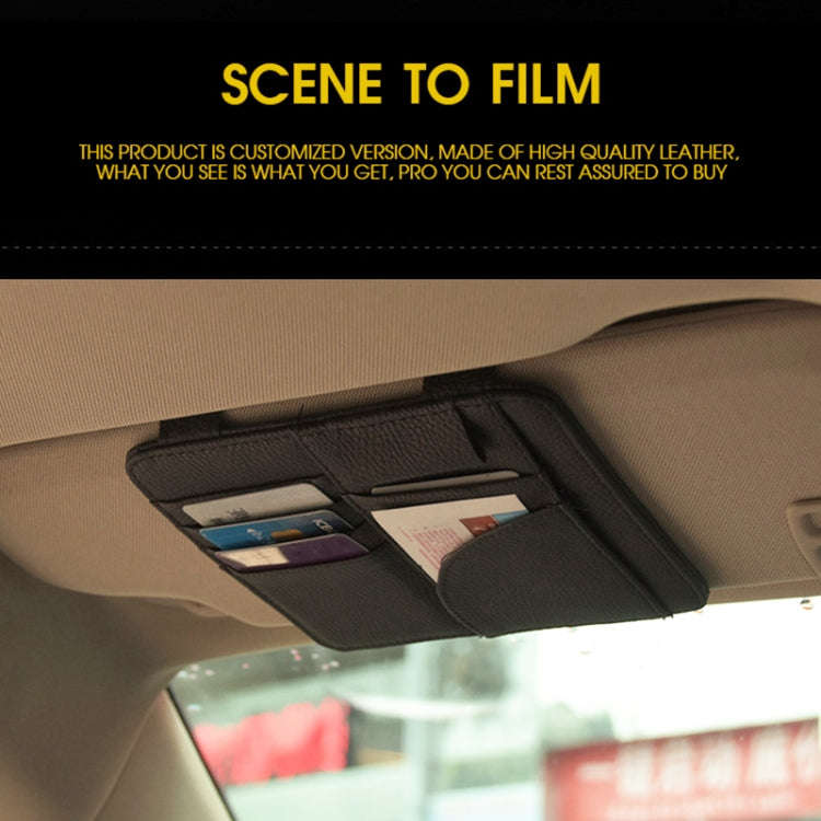Car Multifunctional Sun Visor Card Holder Bill Storage Card Bag (Beige)
