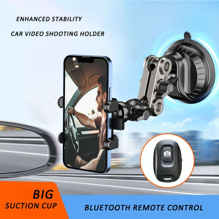 Car Universal Overhead Camera Suction Cup Phone Holder, Short Style with Bluetooth Remote Control
