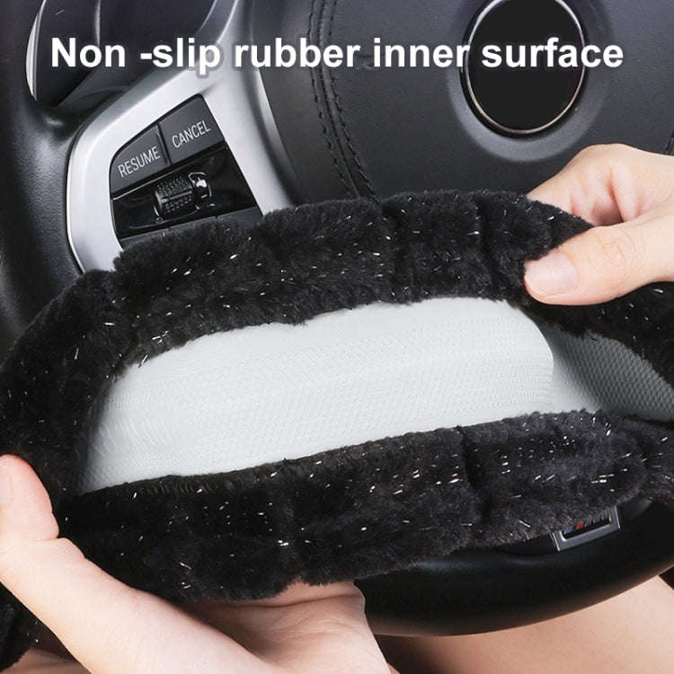 D Style Car Universal Self Heating Plush Warm Anti-skid Steering Wheel Cover, Diameter: 38cm (Beige)