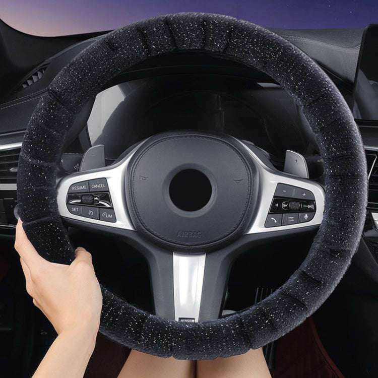 D Style Car Universal Self Heating Plush Warm Anti-skid Steering Wheel Cover, Diameter: 38cm (Grey)