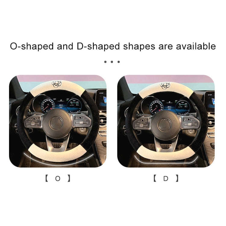 Round Style Car Universal Camellia Pattern Plush Warm Anti-skid Steering Wheel Cover, Diameter: 38cm