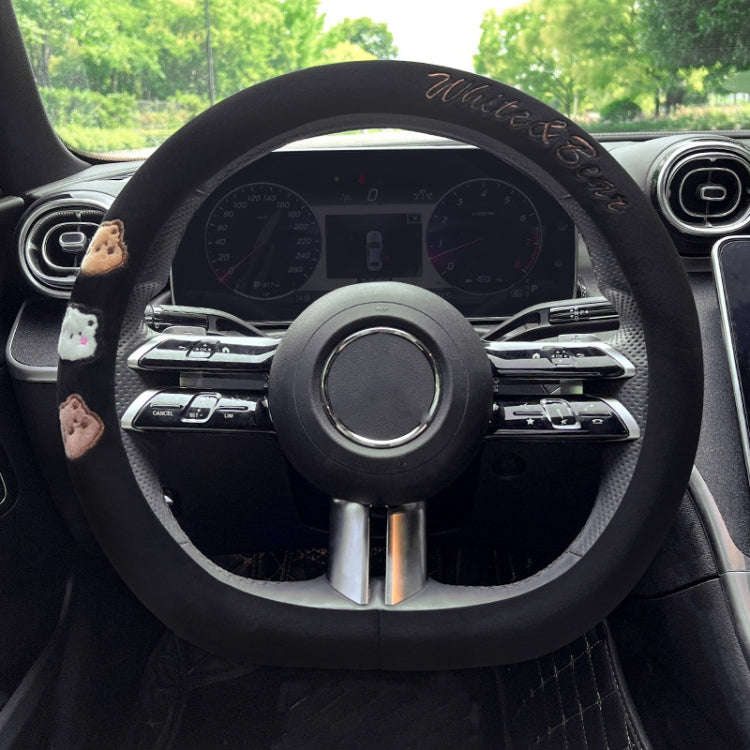 D Style Car Universal Cartoon Pattern Plush Warm Anti-skid Steering Wheel Cover, Diameter: 38cm (...