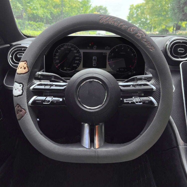 D Style Car Universal Cartoon Pattern Plush Warm Anti-skid Steering Wheel Cover, Diameter: 38cm (...