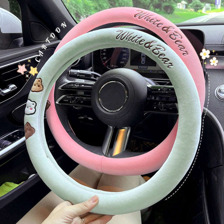 D Style Car Universal Cartoon Pattern Plush Warm Anti-skid Steering Wheel Cover, Diameter: 38cm (...