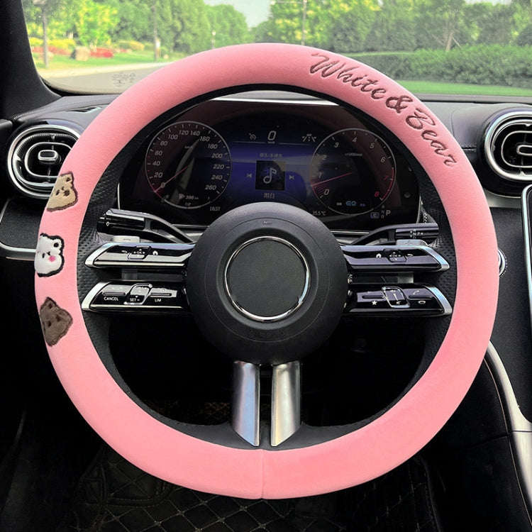 Round Style Car Universal Cartoon Pattern Plush Warm Anti-skid Steering Wheel Cover, Diameter: 38...