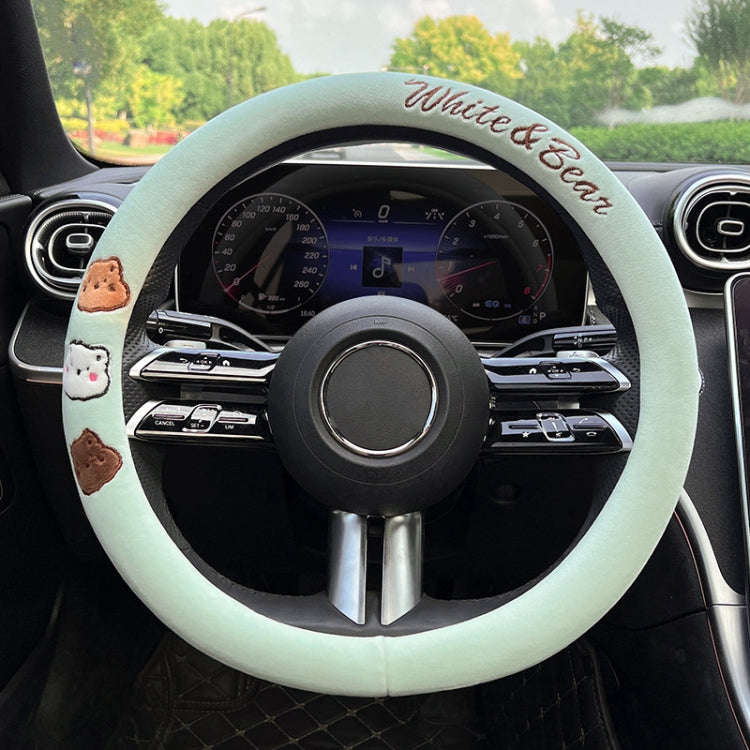 Round Style Car Universal Cartoon Pattern Plush Warm Anti-skid Steering Wheel Cover, Diameter: 38...