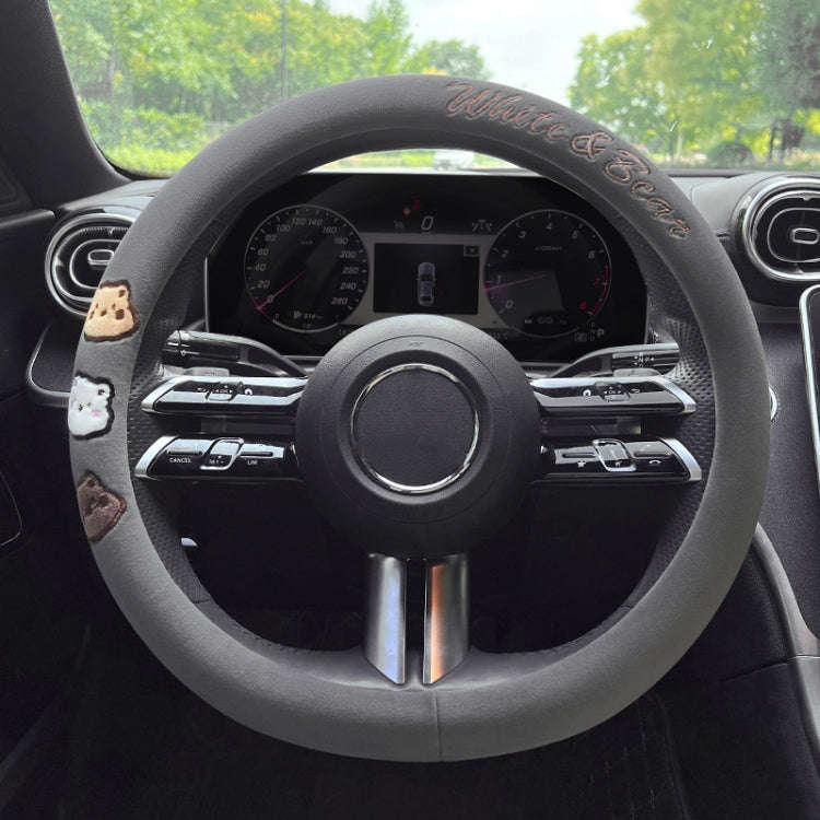 Round Style Car Universal Cartoon Pattern Plush Warm Anti-skid Steering Wheel Cover, Diameter: 38...