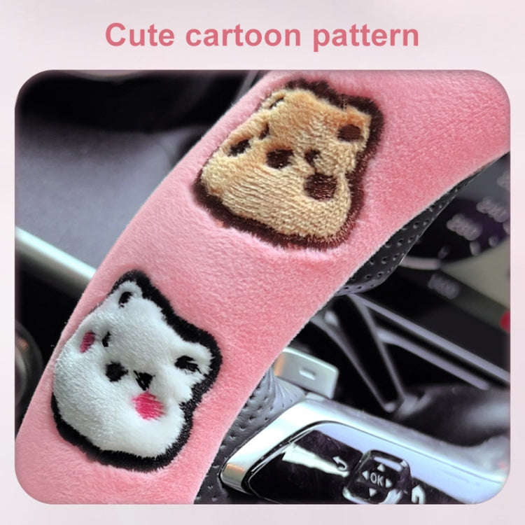 Round Style Car Universal Cartoon Pattern Plush Warm Anti-skid Steering Wheel Cover, Diameter: 38...
