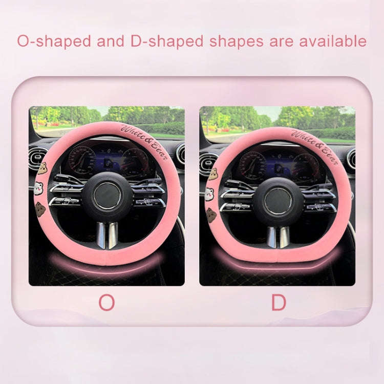 Round Style Car Universal Cartoon Pattern Plush Warm Anti-skid Steering Wheel Cover, Diameter: 38...