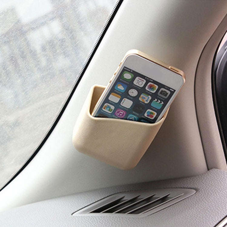 KMS-933 1 Pair Car Multifunctional Adhesive Storage Box Glasses Cellphone Storage Box (Beige)