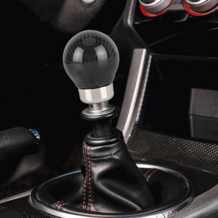 Car Carbon Fiber Pattern Gear Shift Knob Round Modified Gear Shift Head (Black)