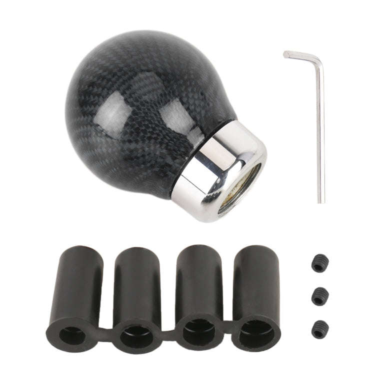 Car Carbon Fiber Pattern Gear Shift Knob Round Modified Gear Shift Head (Black)