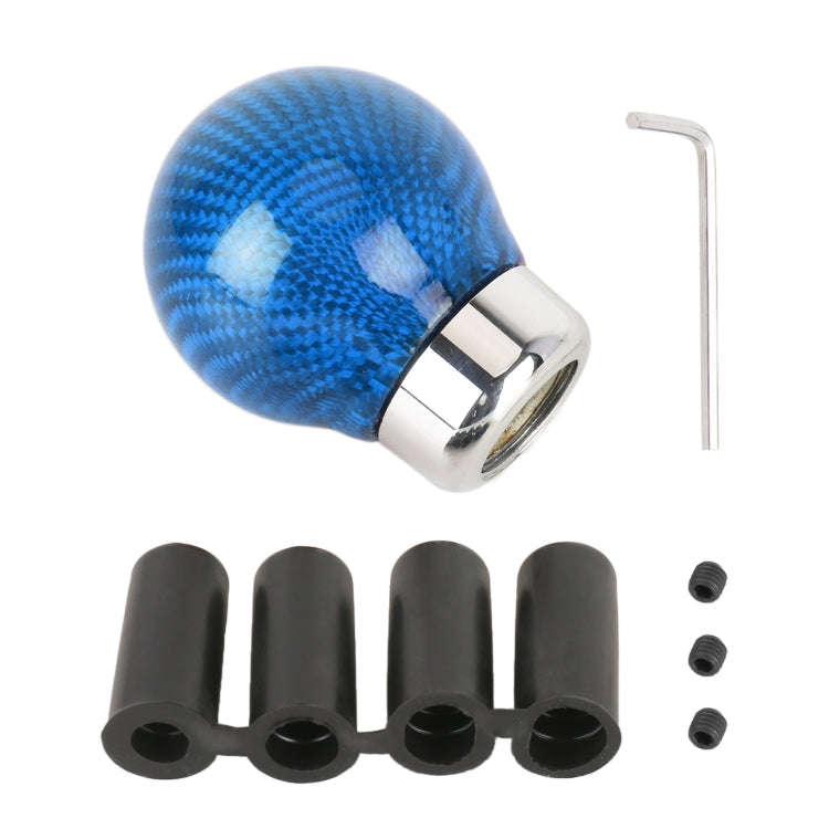 Car Carbon Fiber Pattern Gear Shift Knob Round Modified Gear Shift Head (Blue)