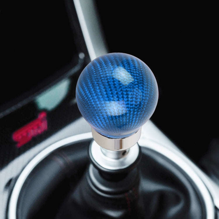 Car Carbon Fiber Pattern Gear Shift Knob Round Modified Gear Shift Head (Blue)