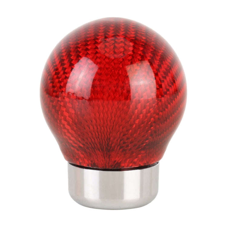 Car Carbon Fiber Pattern Gear Shift Knob Round Modified Gear Shift Head (Red)