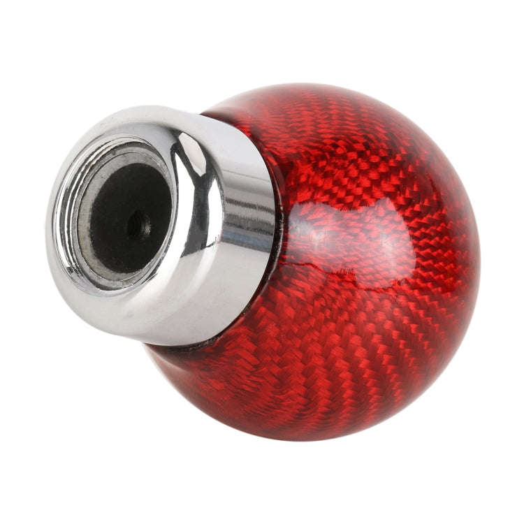 Car Carbon Fiber Pattern Gear Shift Knob Round Modified Gear Shift Head (Red)
