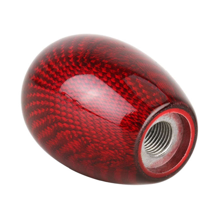 Car Carbon Fiber Pattern Gear Shift Knob Short Style Duck Egg Type Automatic Gear Head (Red)