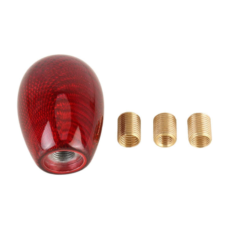Car Carbon Fiber Pattern Gear Shift Knob Short Style Duck Egg Type Automatic Gear Head (Red)