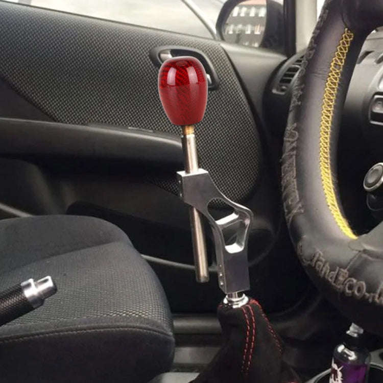 Car Carbon Fiber Pattern Gear Shift Knob Short Style Duck Egg Type Automatic Gear Head (Red)