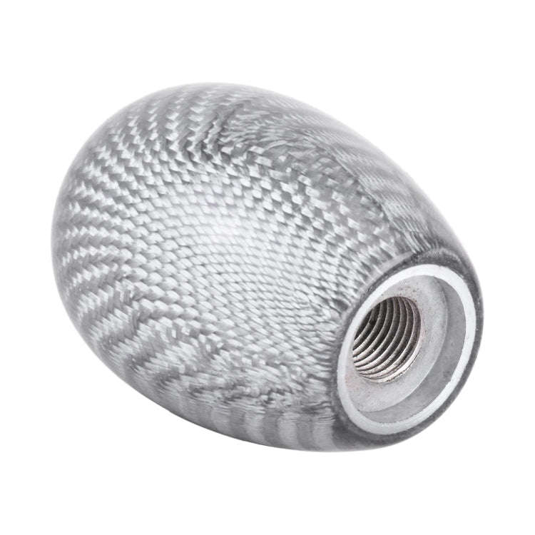 Car Carbon Fiber Pattern Gear Shift Knob Short Style Duck Egg Type Automatic Gear Head (Silver)