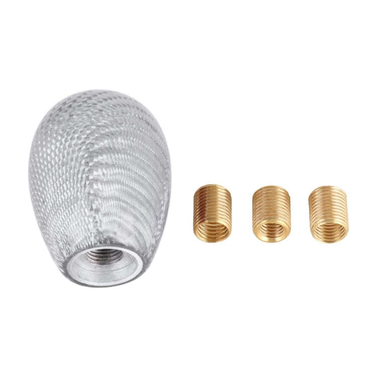 Car Carbon Fiber Pattern Gear Shift Knob Short Style Duck Egg Type Automatic Gear Head (Silver)