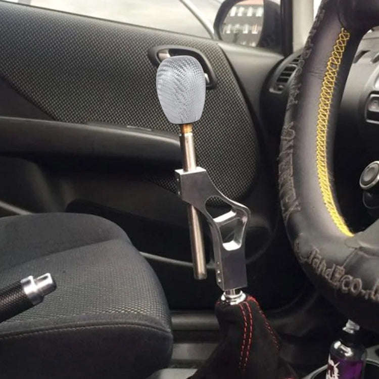 Car Carbon Fiber Pattern Gear Shift Knob Short Style Duck Egg Type Automatic Gear Head (Silver)
