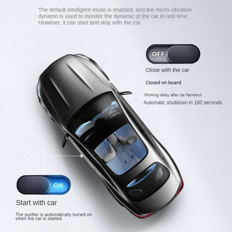 Car Negative Ion Air Purifier with 2 Solid Aromatherapy Sticks (Black)