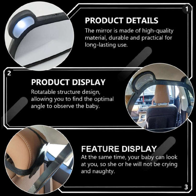 Car Baby Auxiliary Viewing Mirror with LED Remote Control Light + USB Charging
