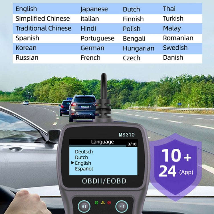 MS310 LCD Screen Car Battery Tester ODB2 Fault Detector