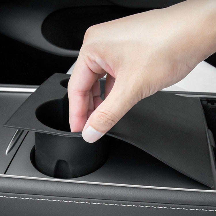 For Tesla Model 3 / Y Car Center Console Water Cup Holder All-inclusive Protective Pad (Black)