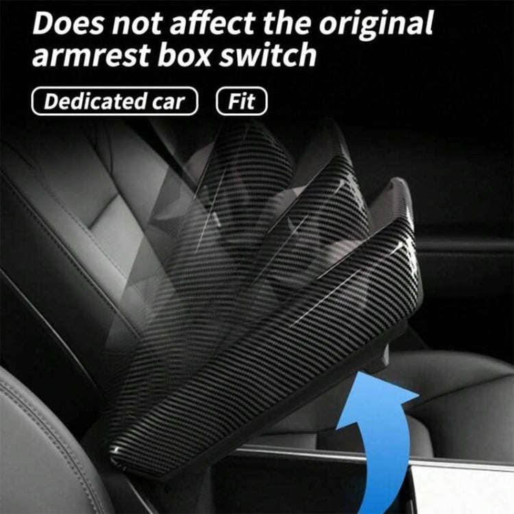 For Tesla Model 3 / Y Car Center Console Armrest Box Carbon Fiber Pattern Protective Cover