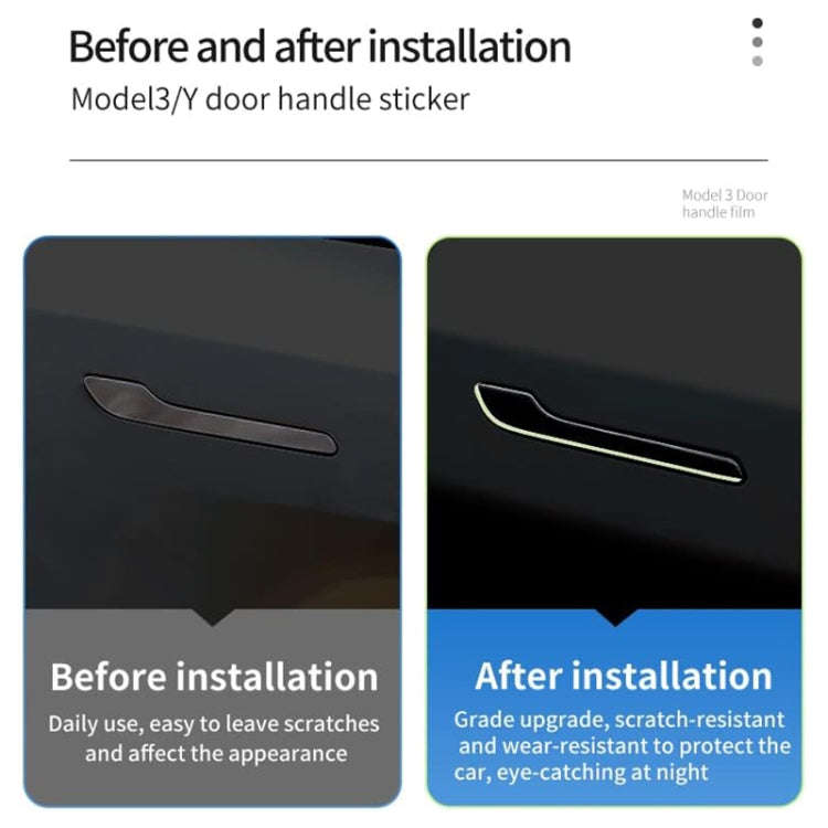 For Tesla Model 3 / Y 4pcs / Set Car Door Handle Luminous Decorative Sticker
