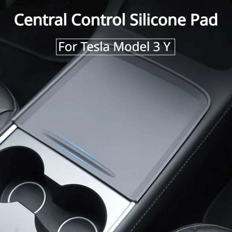 For Tesla Model 3 / Y Car Center Console Silicone Anti-slip Protective Mat (Grey)
