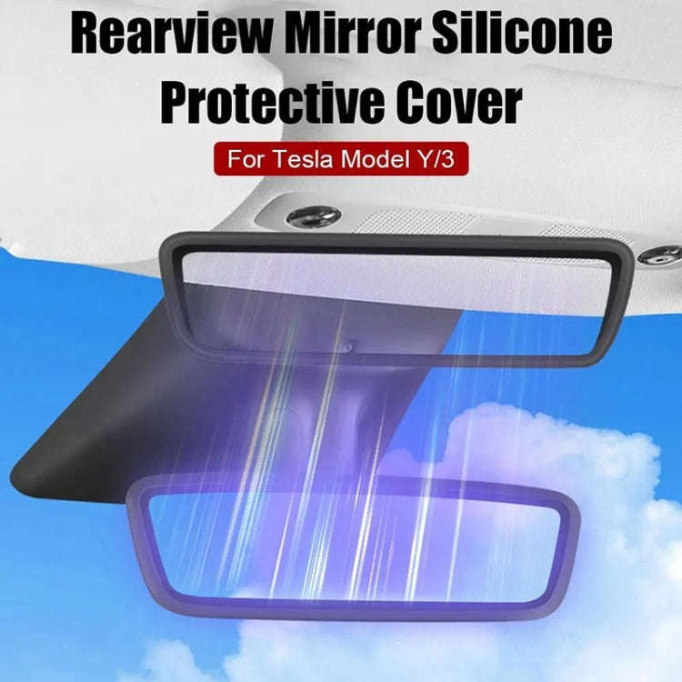 For Tesla Model 3 / Y Car Interior Rearview Mirror Silicone Protective Cover (Grey)