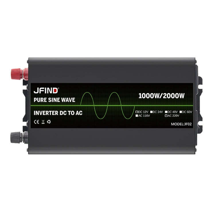 JFIND JF02 1000W 12V to 220V Pure Sine Wave Power Inverter, Universal Plug