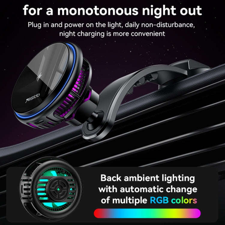 Yesido C311 Semiconductor Cooling 15W Magnetic Wireless Charging Car Holder (Black)