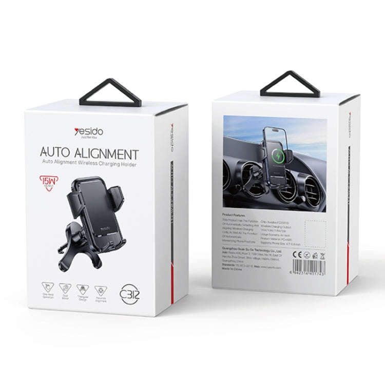 Yesido C312 Auto Alignment 15W Wireless Charging Air Outlet Car Holder
